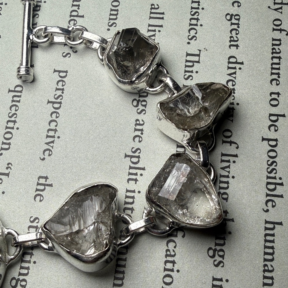 Sterling Herkimer Diamond Tennis Toggle Bracelet 6.5 in - 7.5 in - Picture 3 of 8